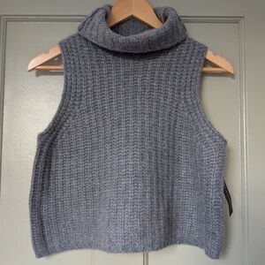 Cozy Gray Turtleneck Sweater Vest